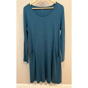 Garnet Hill Women's Midi Shift Dress Medium Long Sleeves Pockets Comfort